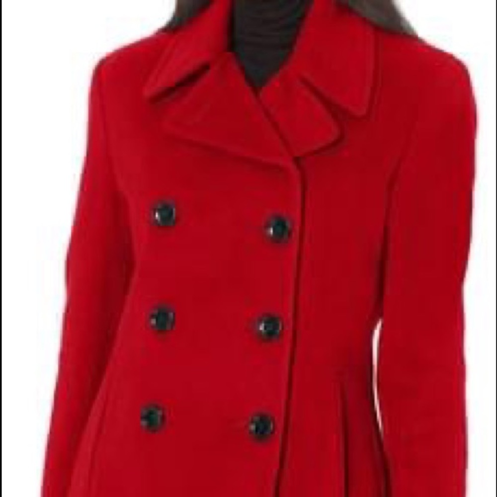 Red peacoat from Calvin Klein